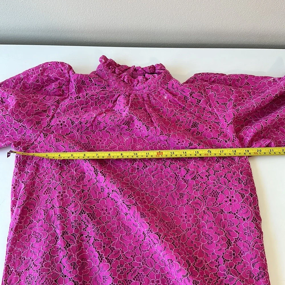 J Crew Ruffleneck Lace Dress in Soft Azalea NWT Size Small